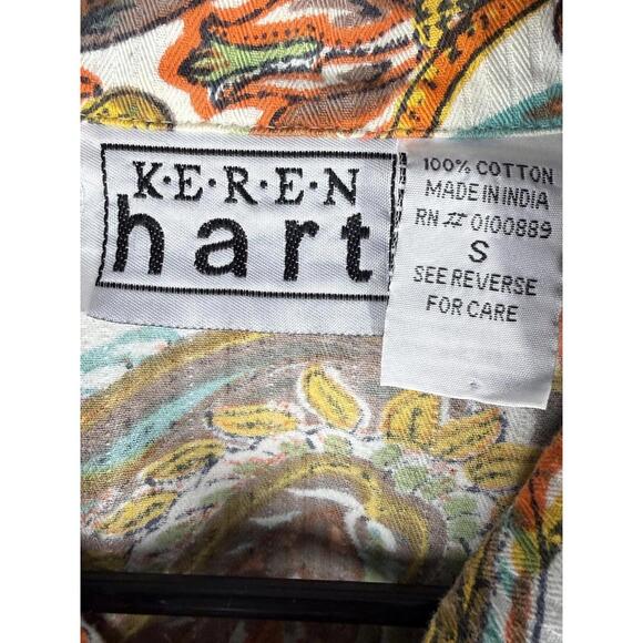 Keren Hart Jacket Women S Small White Floral Button Up Collared Long Sleeve - Picture 3 of 6